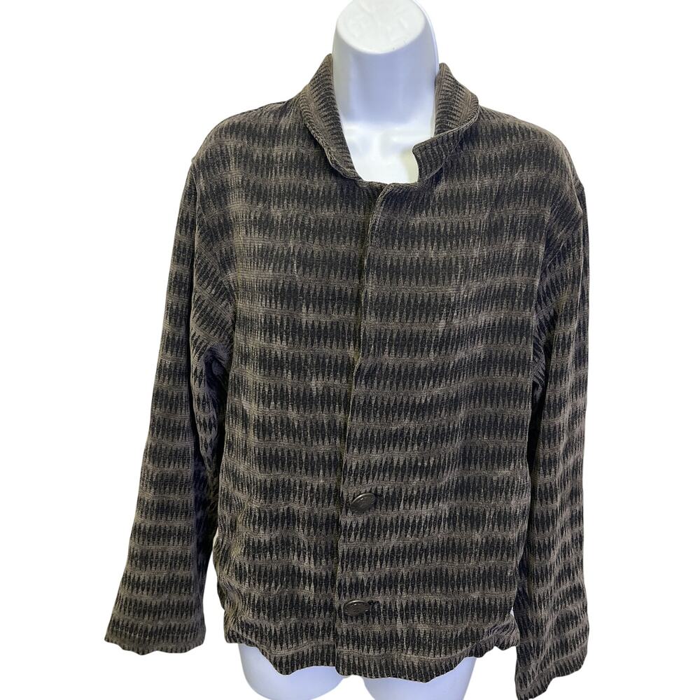 🖤 Chico's Design Size 1 (US 8/10) Textured Knit Button Jacket Cardigan Vintage